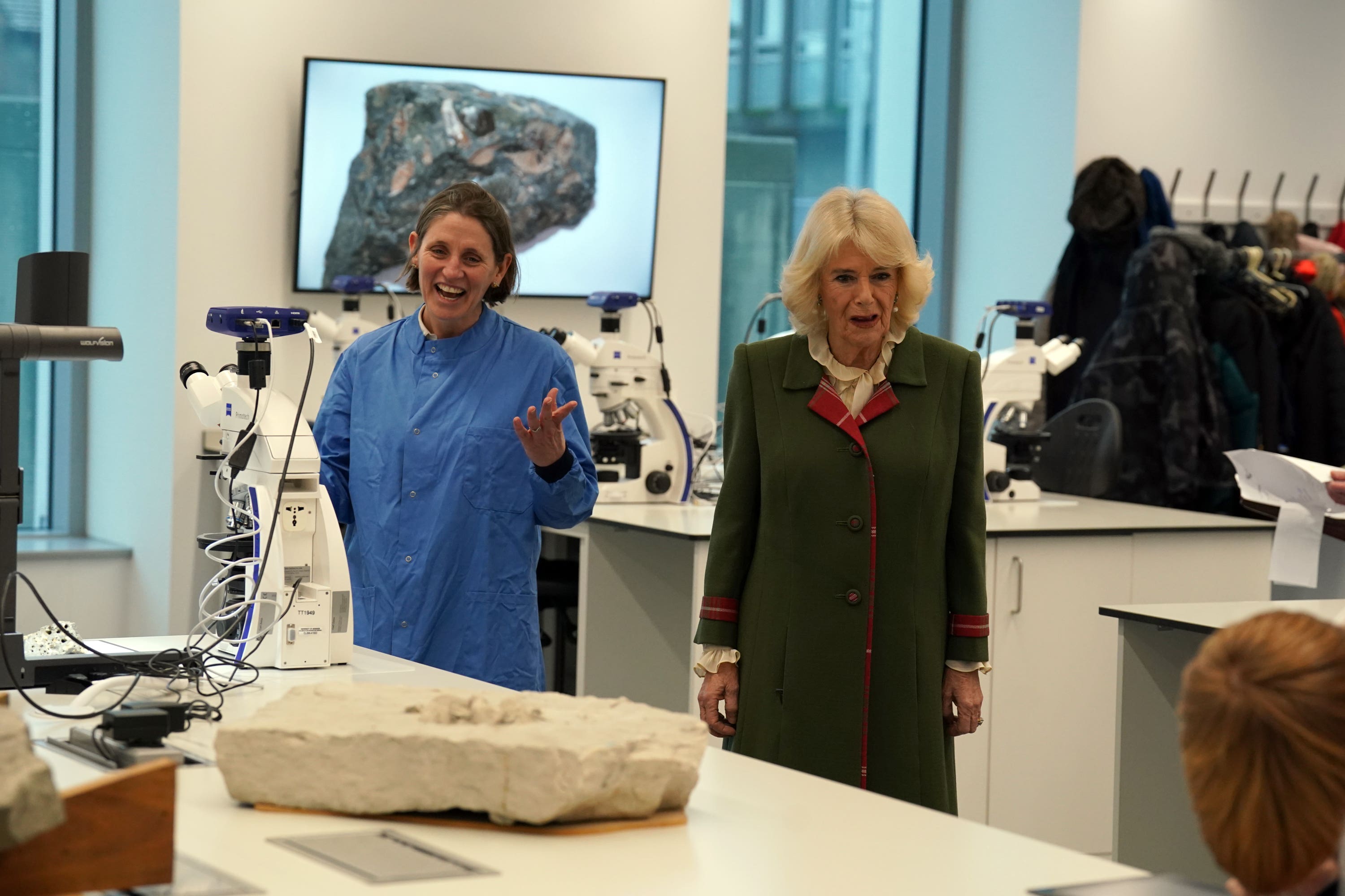 The Queen Consort met staff and students at the science teaching hub.
