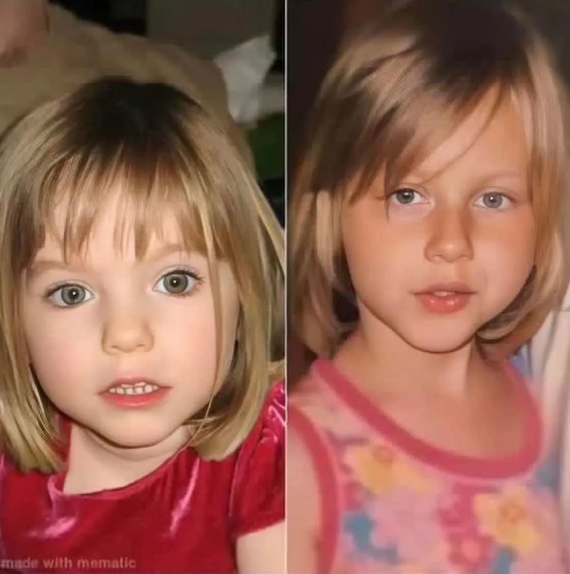 Madeleine McCann (left) went missing, and Julia Wendell (right) has claimed she is the missing child. 