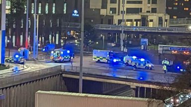 Roads shut after car crashes with pedestrian in Glasgow city centre