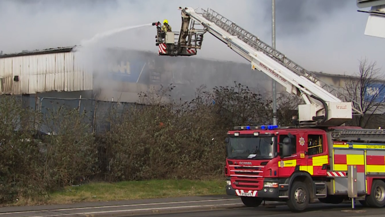 SFRS at the scene of the recycling centre in Glasgow.