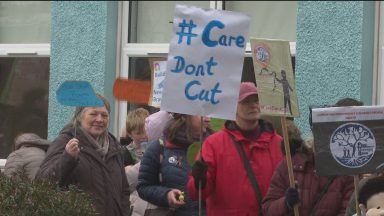 Protestors gather in opposition of Midlothian Council cuts