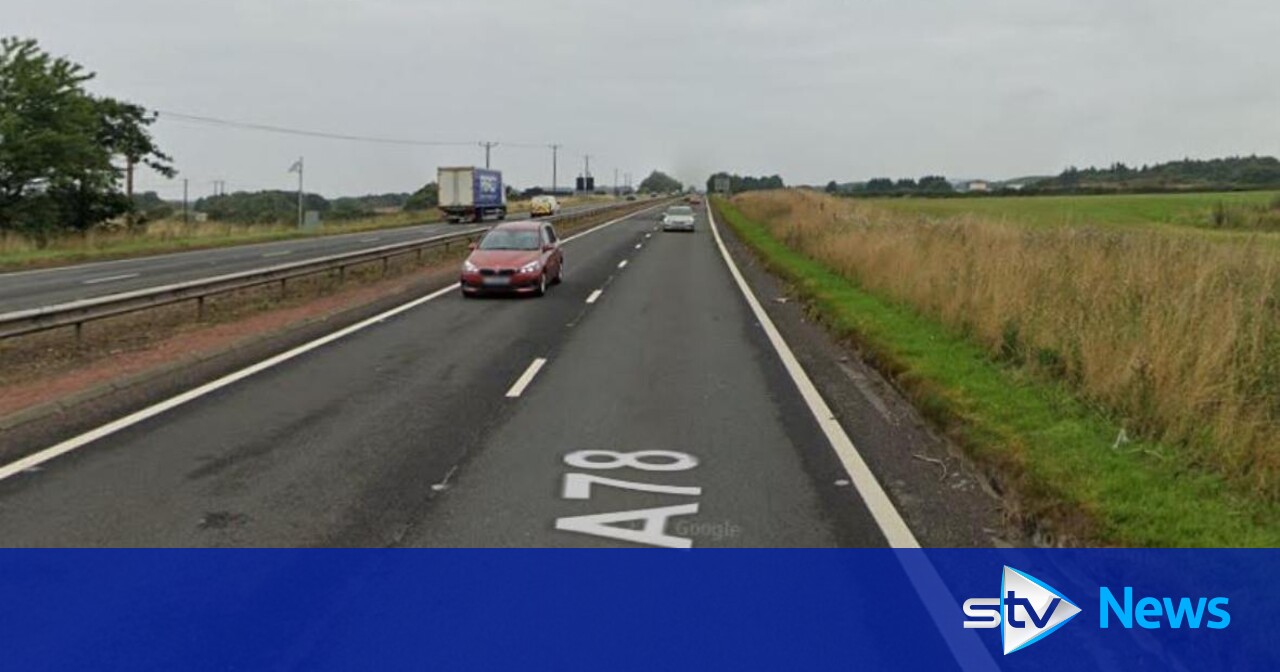 Man rushed to hospital in ambulance after motorbike crash on A78 near ...