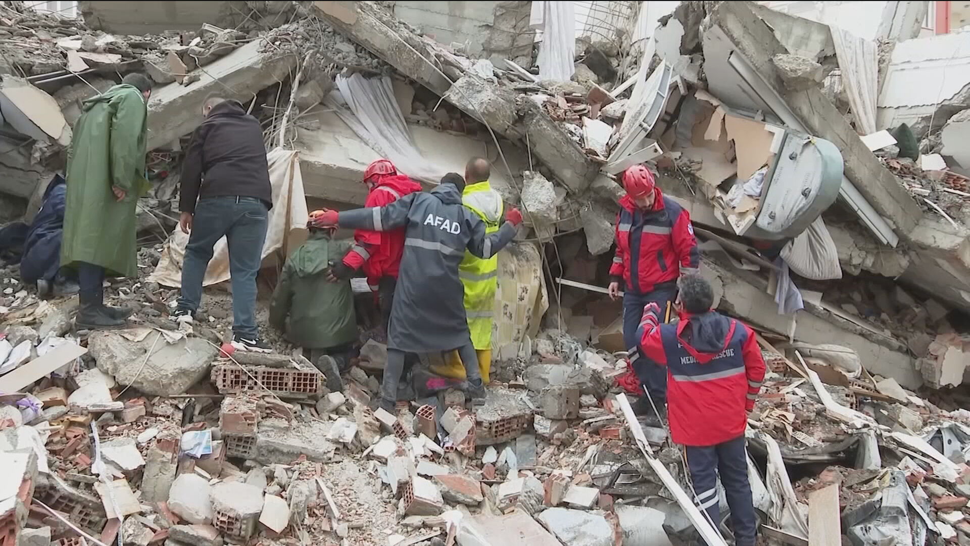 Rescuers have been searching desperately through the rubble.