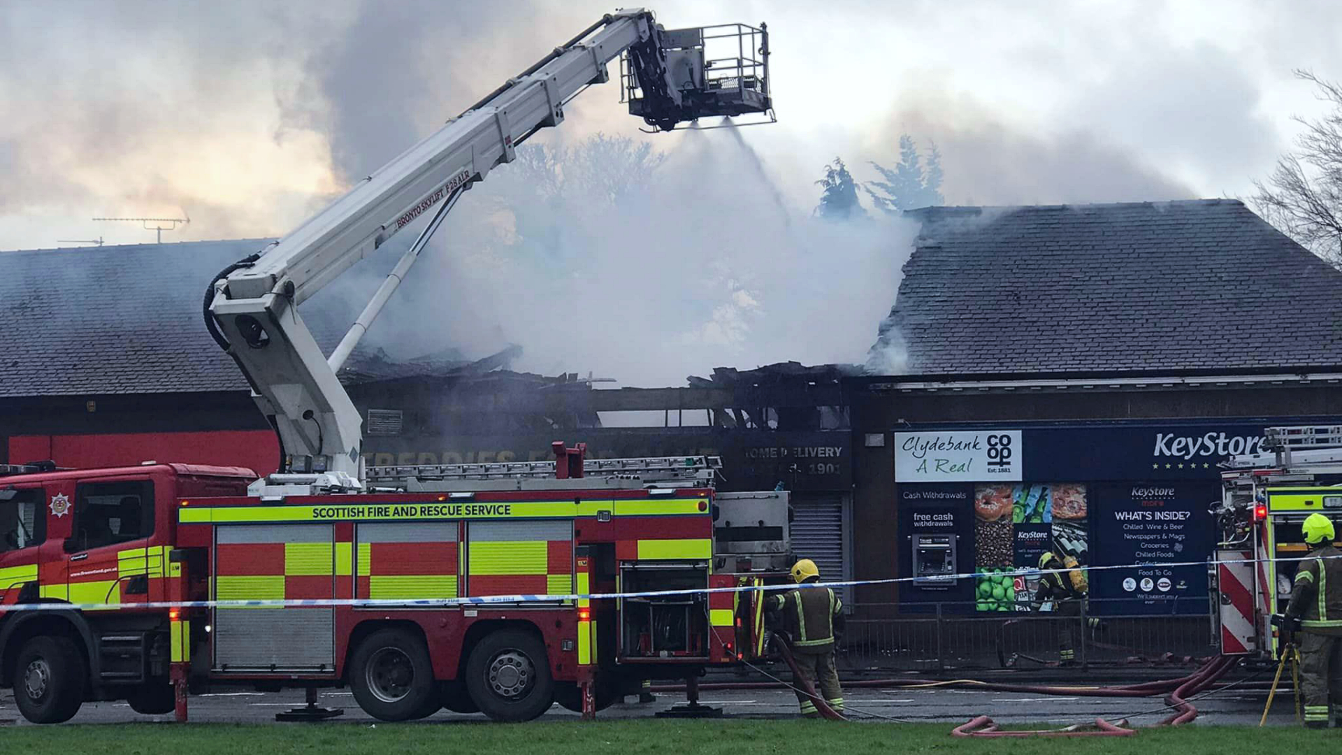 Five appliances were sent to Freddies Food Club as police directed morning commuters away from the area.