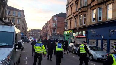 Disturbance in Glasgow sees Neeson’s pub targeted by football supporters after Celtic v Rangers match