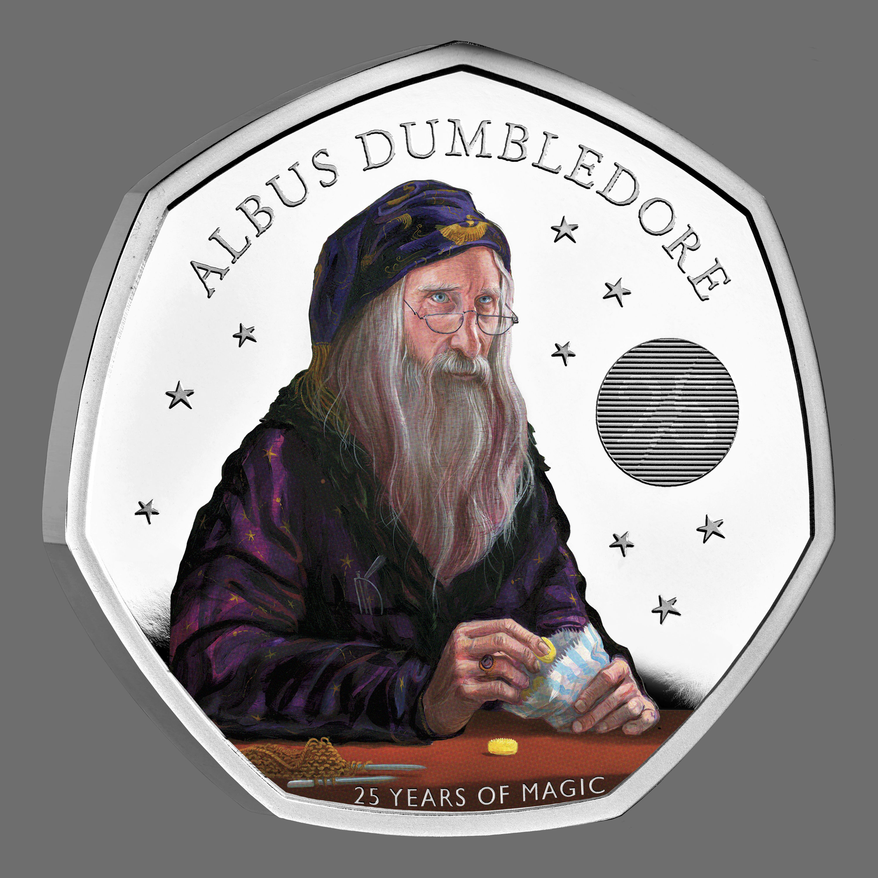The 50p coin features Professor Albus Dumbledore.