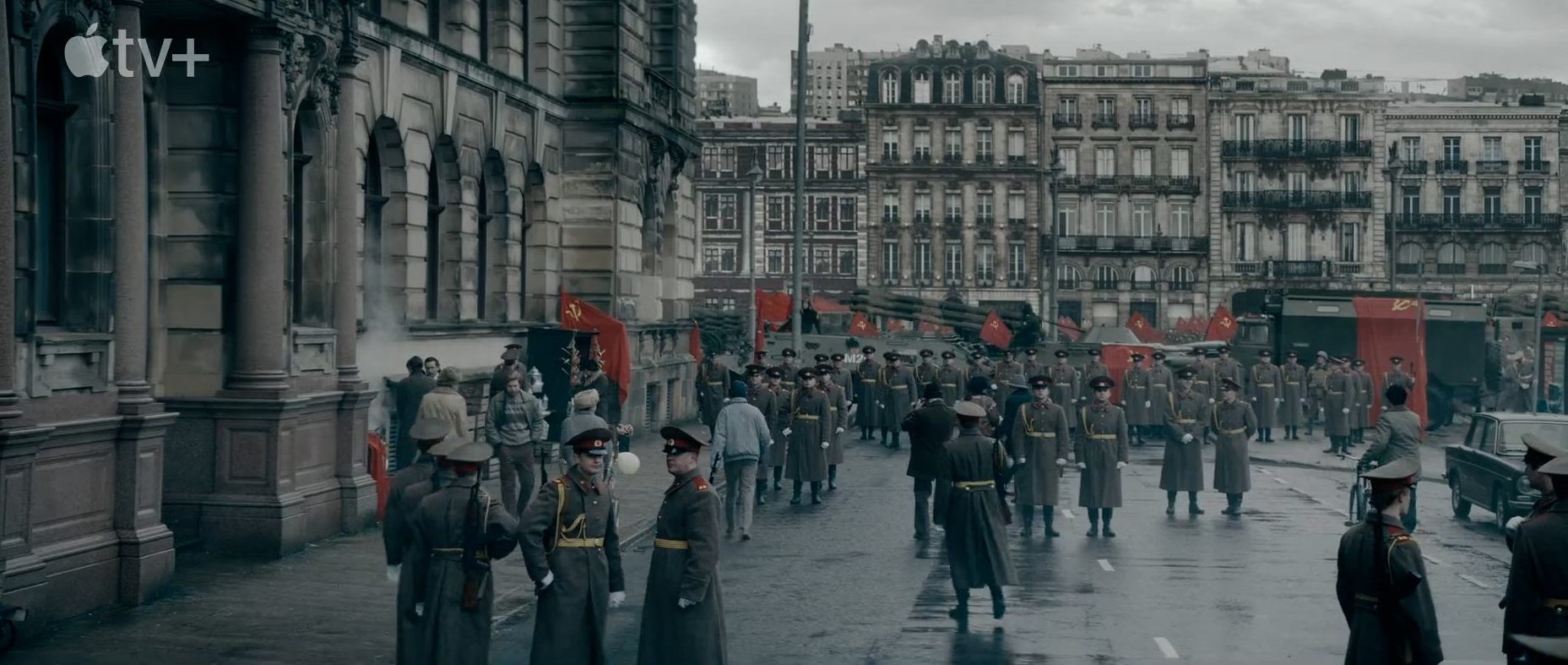 The film was shot in Glasgow and Aberdeen, with the latter standing in for Soviet Russia. (Image: Apple TV+)