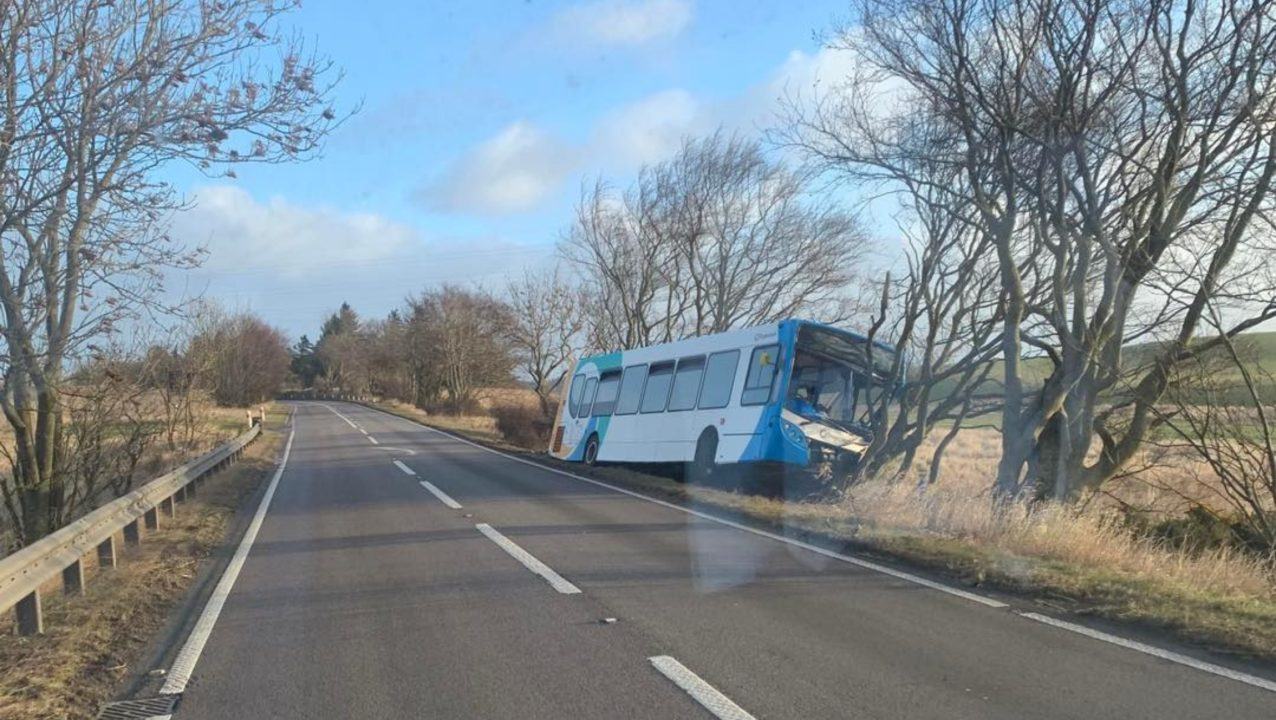 Driver in hospital after bus falls off road amid strong winds caused by Storm Otto near Fraserburgh