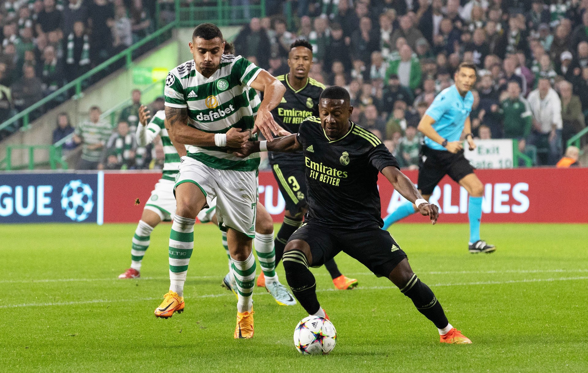 David Alaba in action for Real Madrid at Celtic Park last year. 