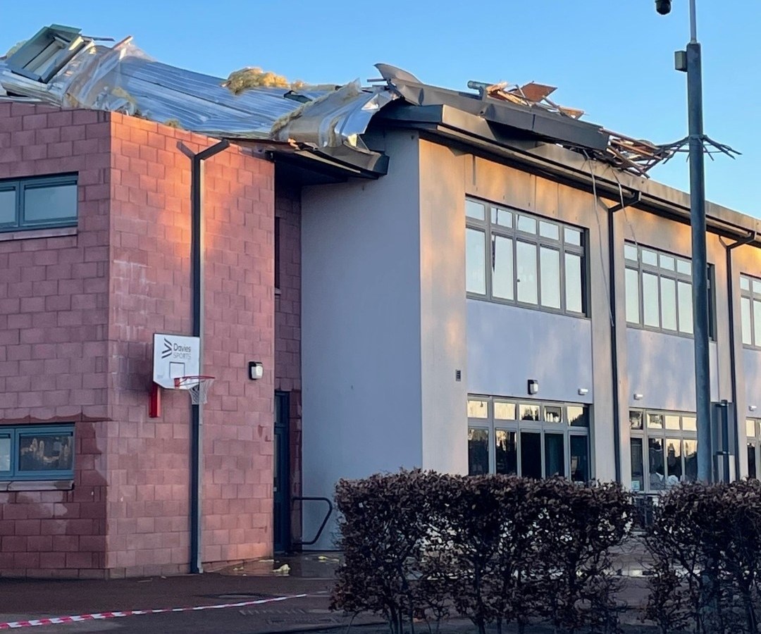 High winds have damaged the roof at Burnside Primary School, Carnoustie on Friday morning. 