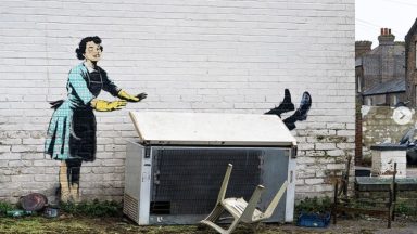 ‘Valentine’s Day Mascara’: Banksy claims domestic abuse street art