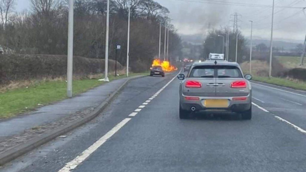 Car Bursts Into Flames On Busy Fife A915 Standing Stane Road During ...