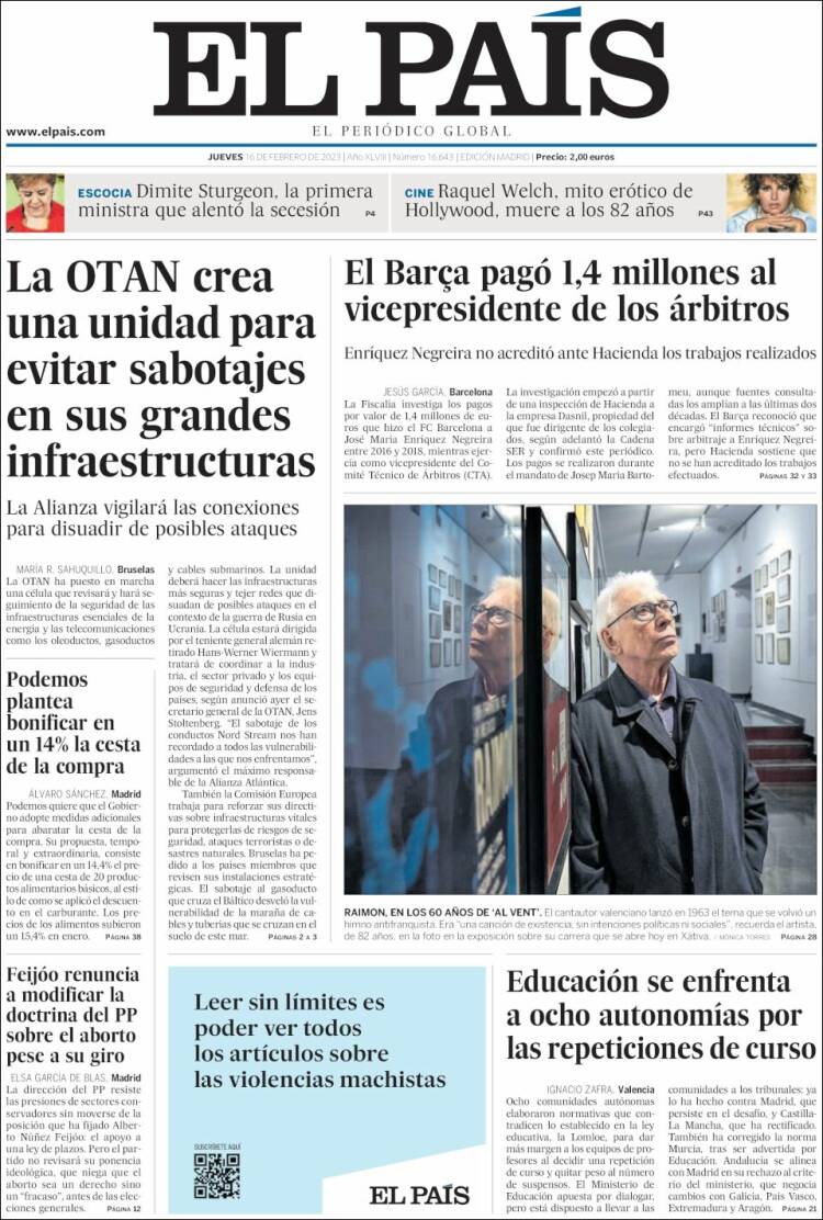 El Pais broke the news of Nicola Sturgeon's exit on its front page