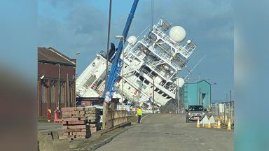 Major incident leaves 35 injured as ship topples at dry dock in Leith, Edinburgh