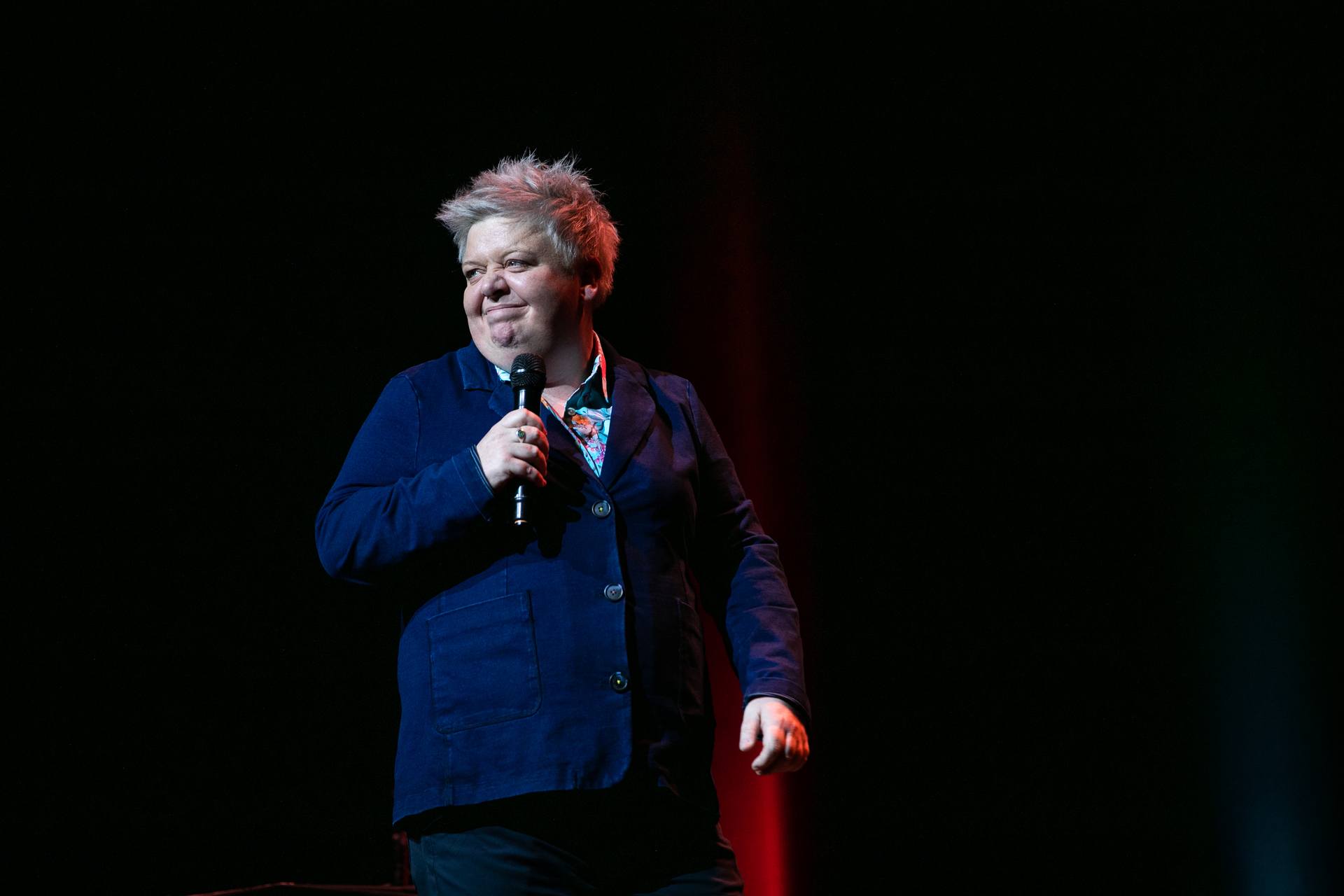 Susie McCabe performing at the Kings Theatre, Glasgow, for the Glasgow International Comedy Festival 2022.