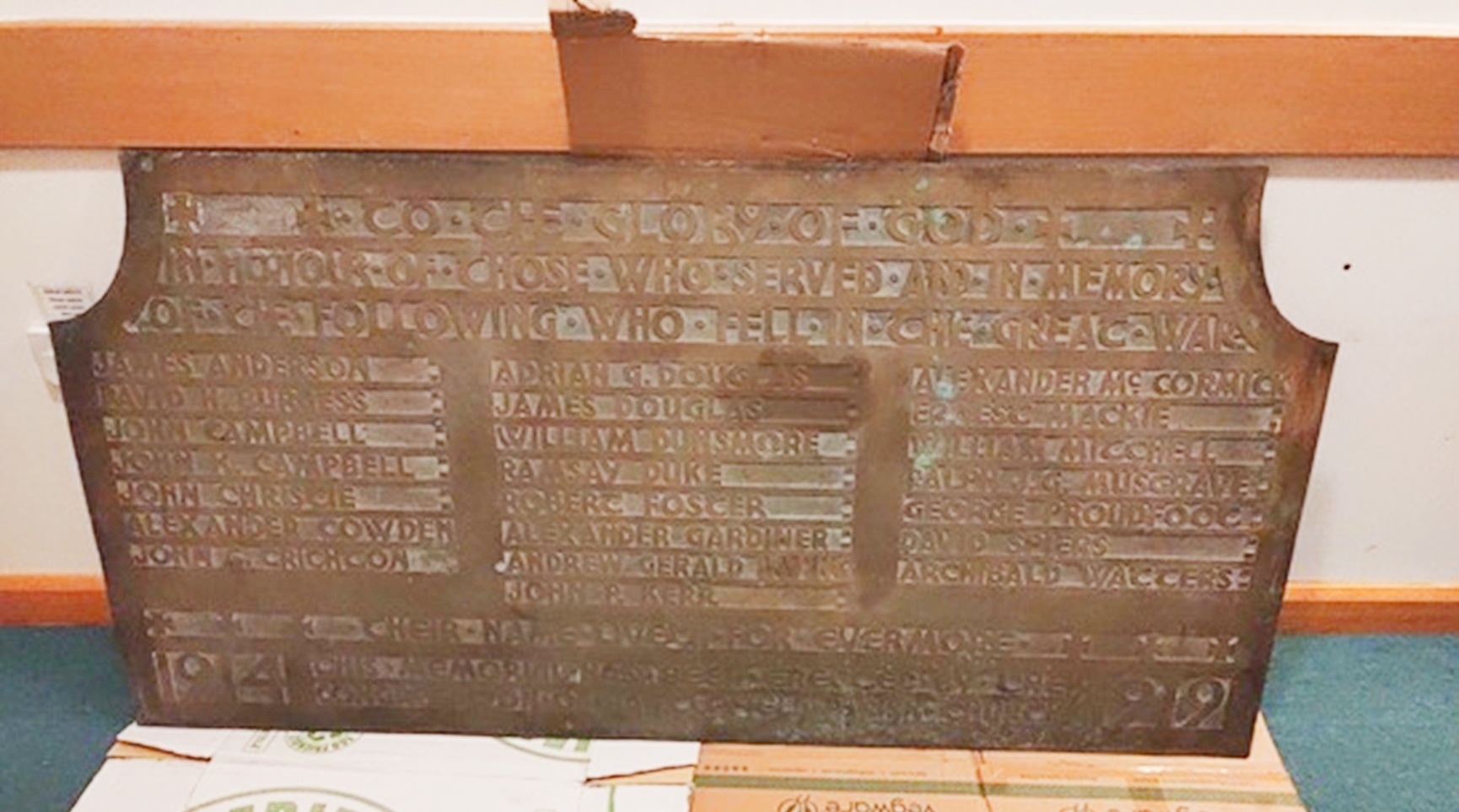 The recovered WWI tablet. 