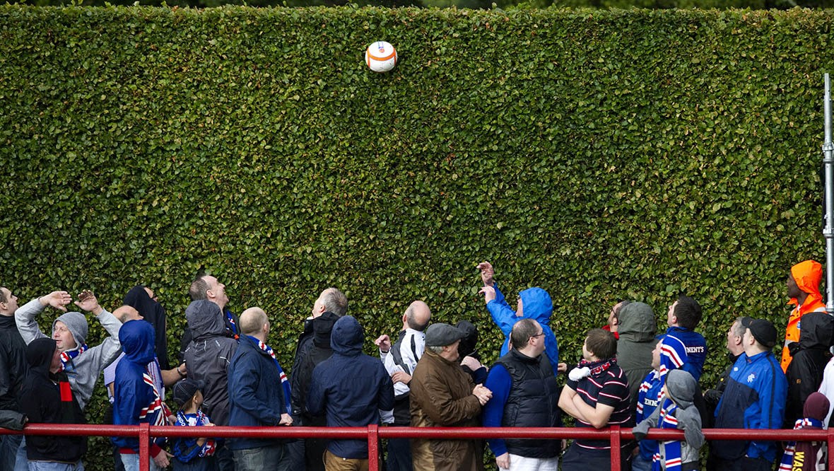 Rangers fans at a Ramsdens Cup match against Brechin at Glebe Park.