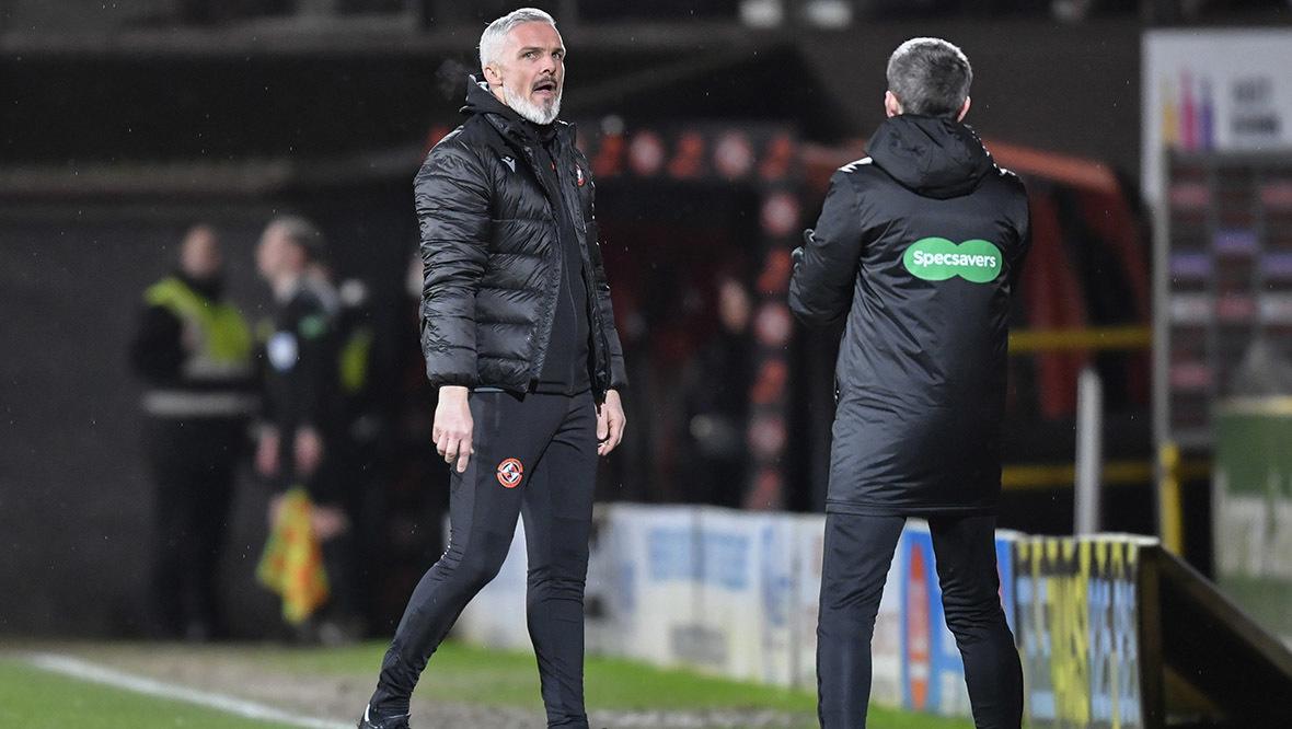 Police reviewing CCTV footage after Dundee United manager Jim Goodwin ‘hit by coin’ at Tannadice
