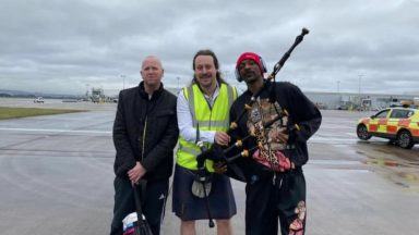 Snoop Dogg welcomed to Glasgow Airport with bagpipe version of iconic song Still D.R.E.