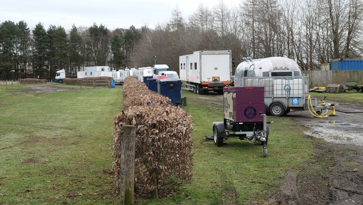 A crew was spotted filming at Almondvale Stadium in West Lothian.