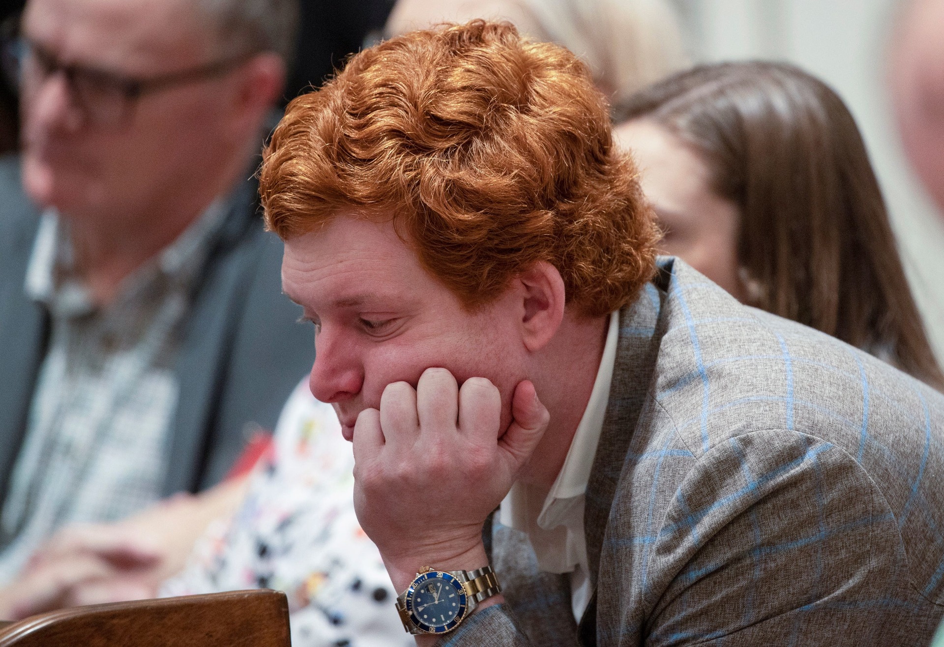 Buster Murdaugh, son of Alex Murdaugh, listens to the jury charges during his father’s double murder trial at the Colleton County Courthouse.