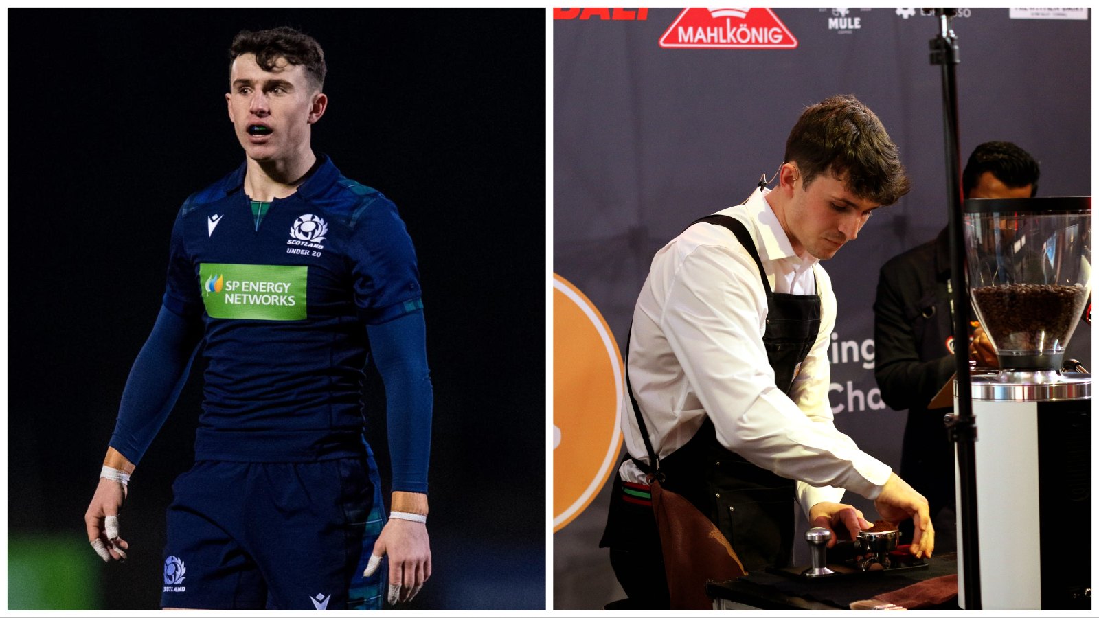 Kyle McGhie playing for Scotland under 20s and at the Scottish Heats of the barista championships.