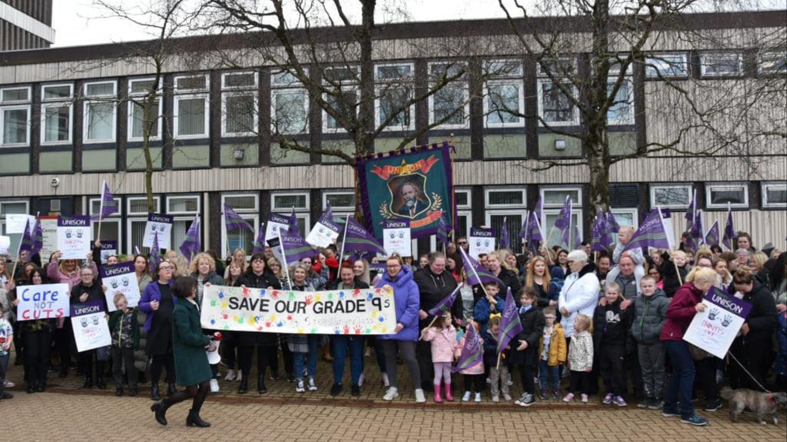 Unison staged a protest with nursery workers in North Lanarkshire