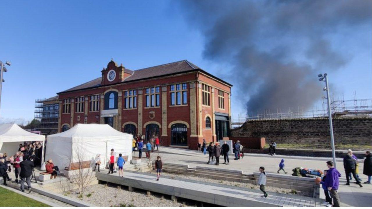 Fire breaks out near newly opened station Granton Station Square in Edinburgh