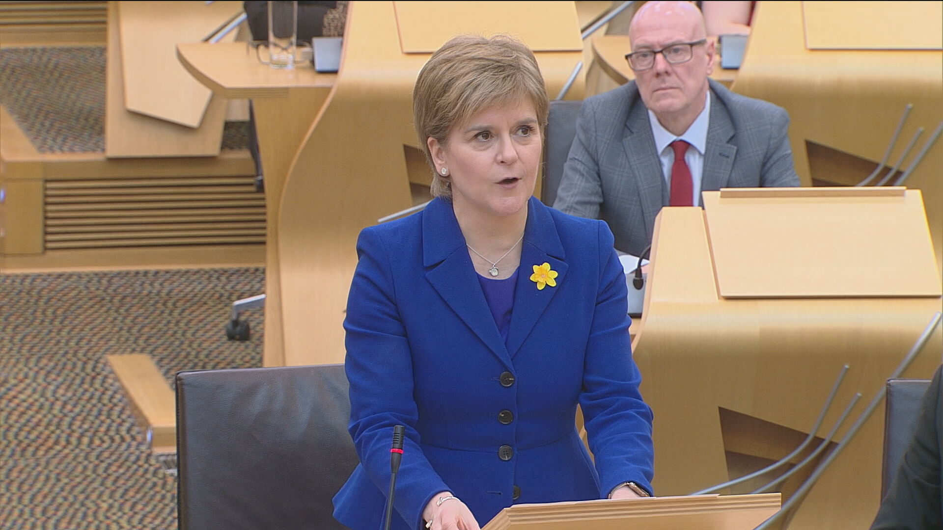 Nicola Sturgeon during her final Holyrood appearance as First Minister.