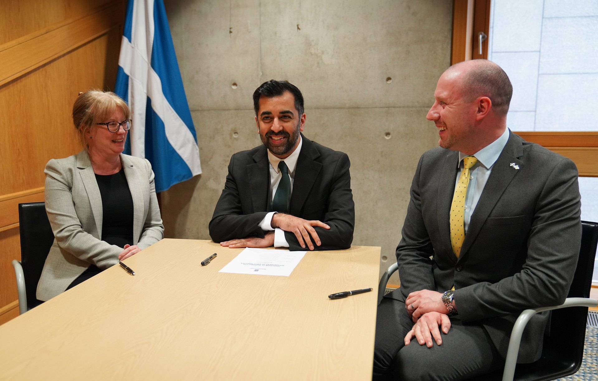 Humza Yousaf with Shona Robison and Neil Gray, the newly-appointed health secretary.