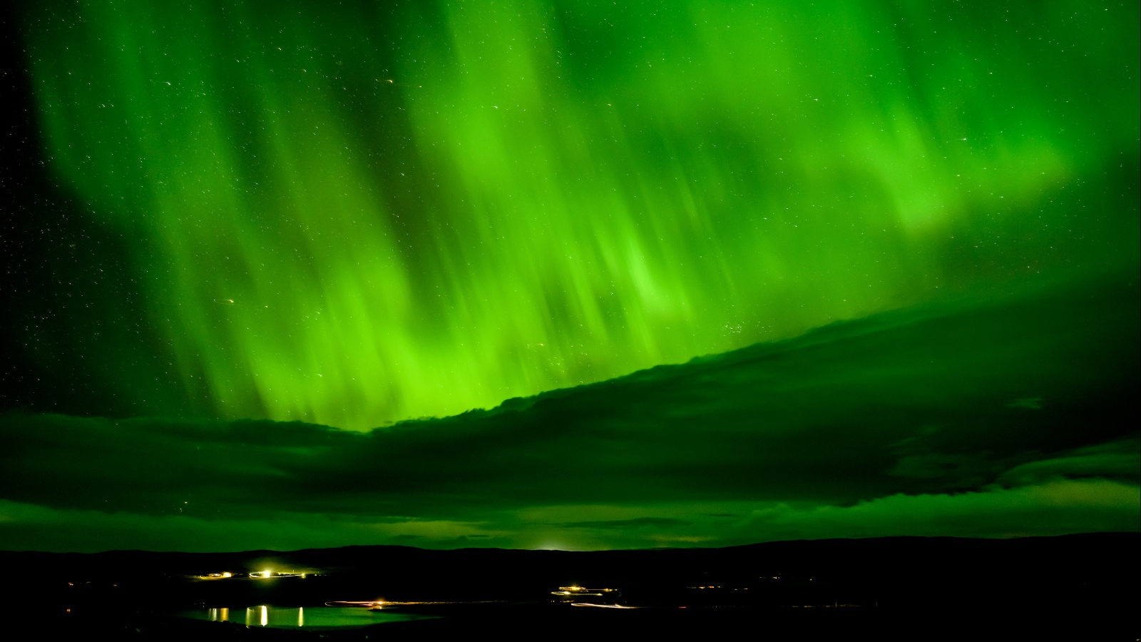 The lights captured near Lerwick.