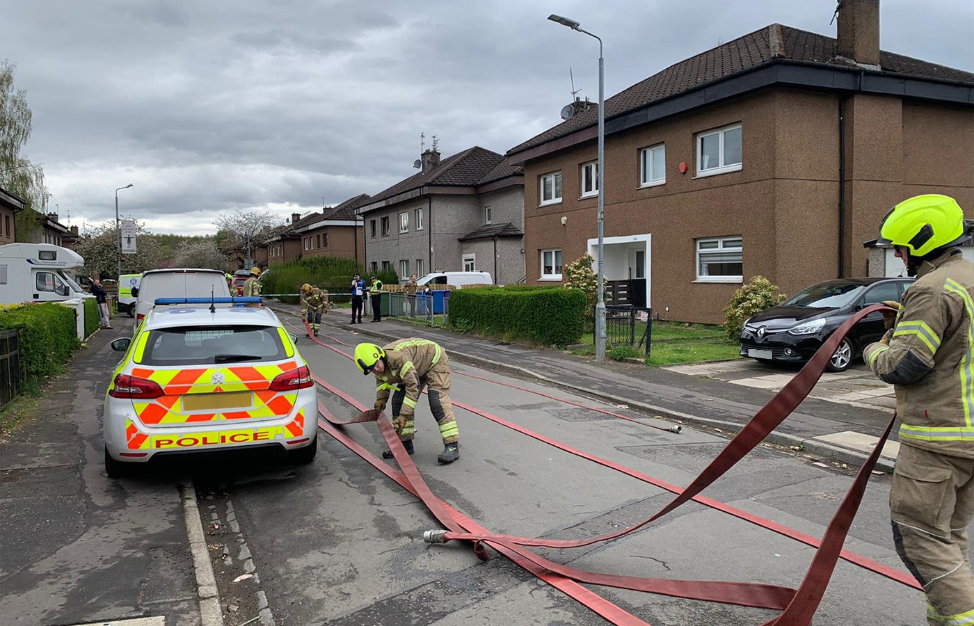 Househillmuir Rd, Glasgow. Police were called to reports of a possible bomb in Pollok.