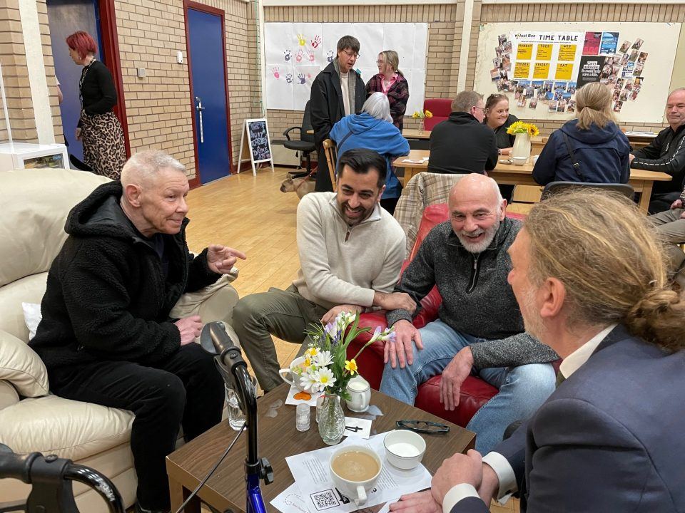 Humza Yousaf met people at Just Bee Productions in Dundee
