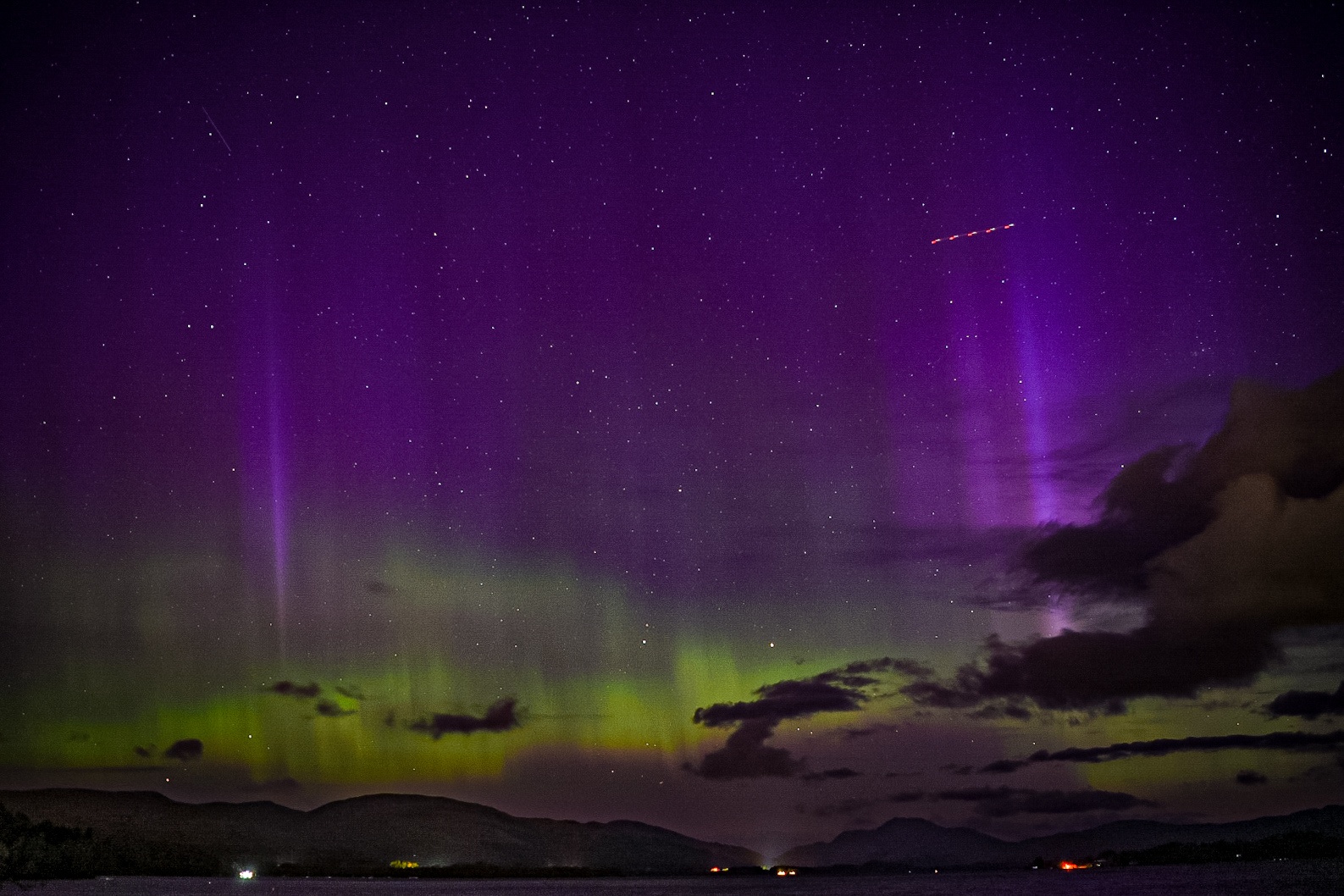 The spectacular lights over Ben Lomond and Loch Lomond. 