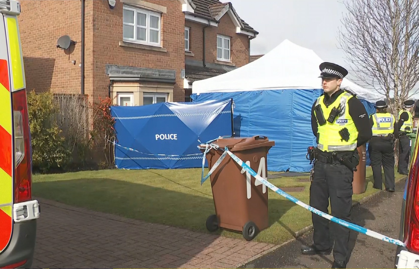 Police outside former first minister Nicola Sturgeon's home in Glasgow.
