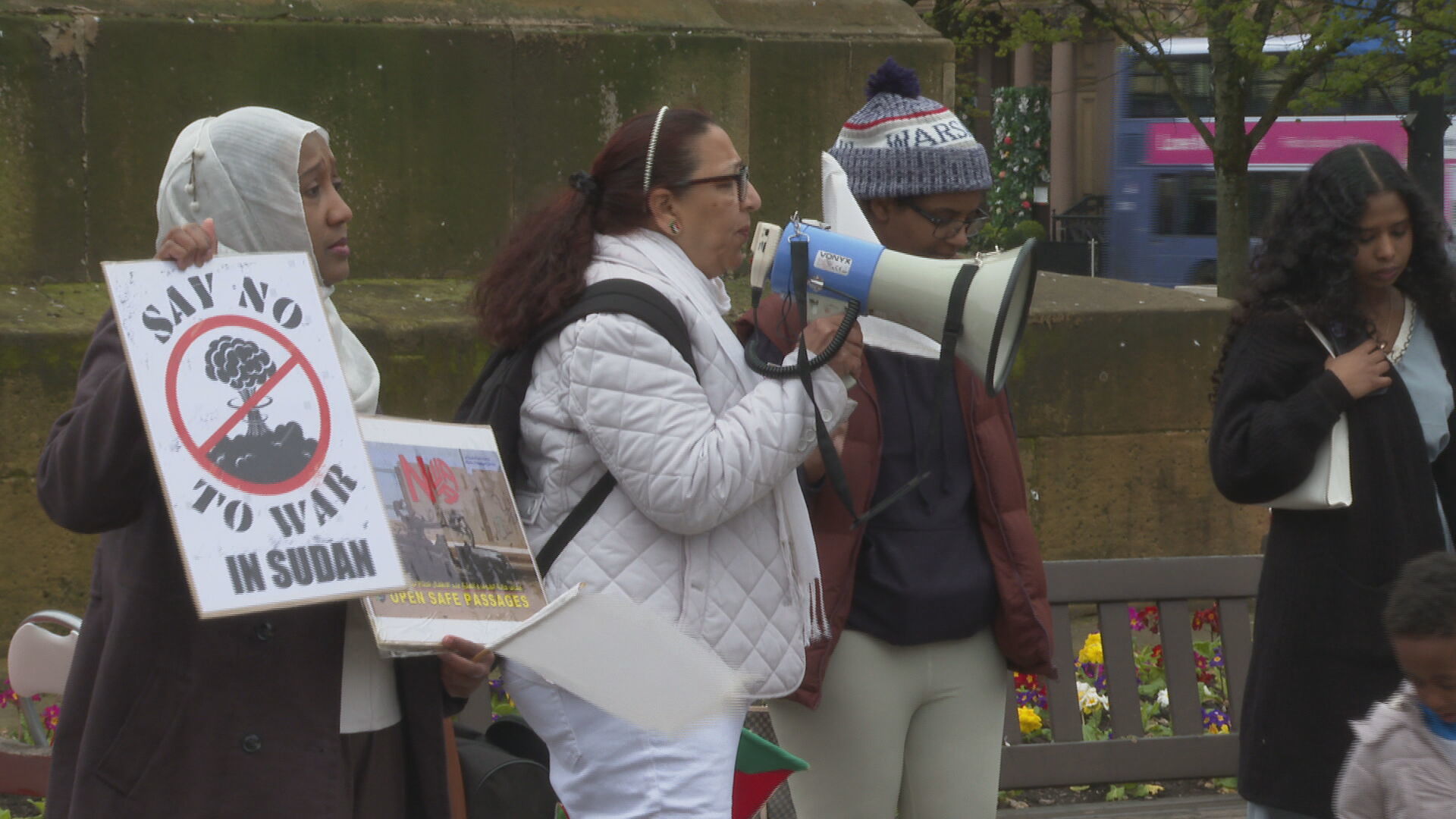 Protest against Sudan war in Glasgow's George Square