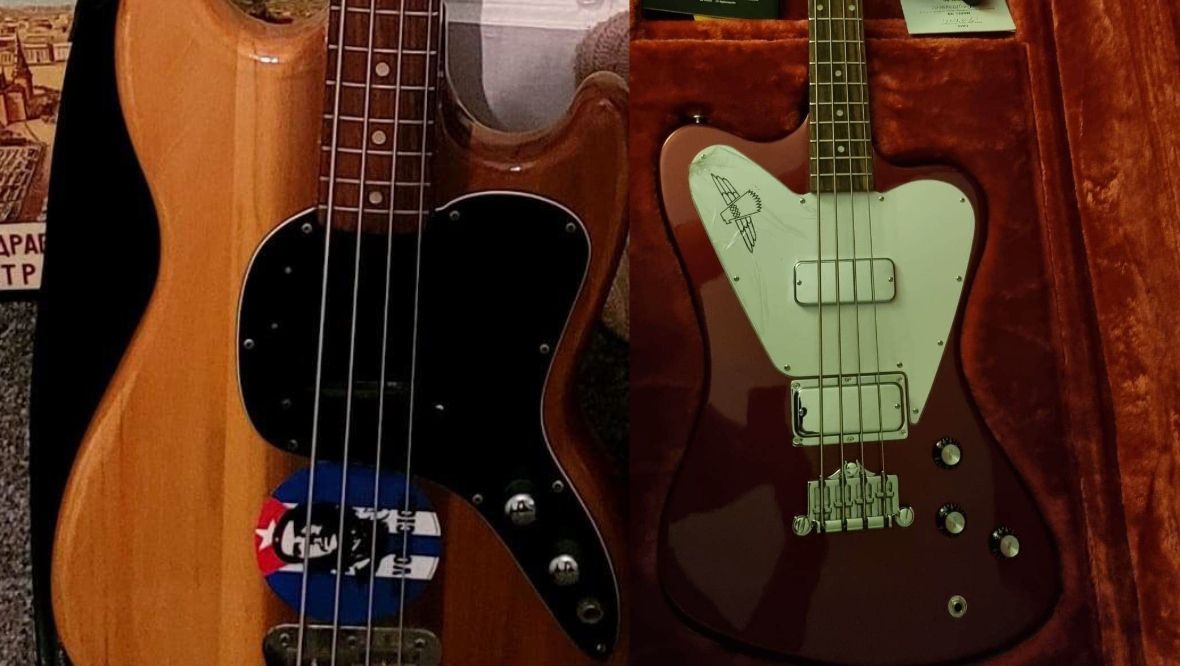 A Fender Musicmaster and a Gibson Nonreverse Thunderbird have been stolen. 