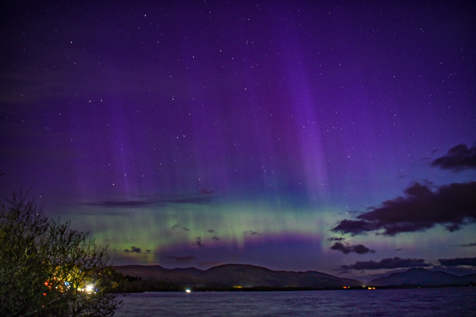 'Huge light pillars' caused by Aurora Borealis. 