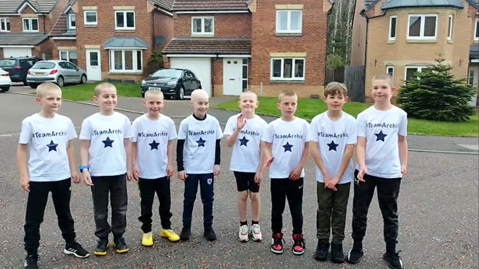 Archie and his friends in #TeamArchie t-shirts