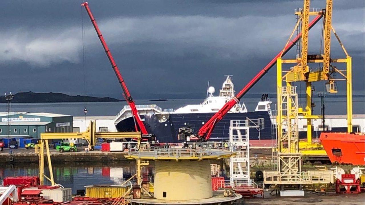Cranes on site as probe at Leith dry dock where US Navy vessel toppled over continues