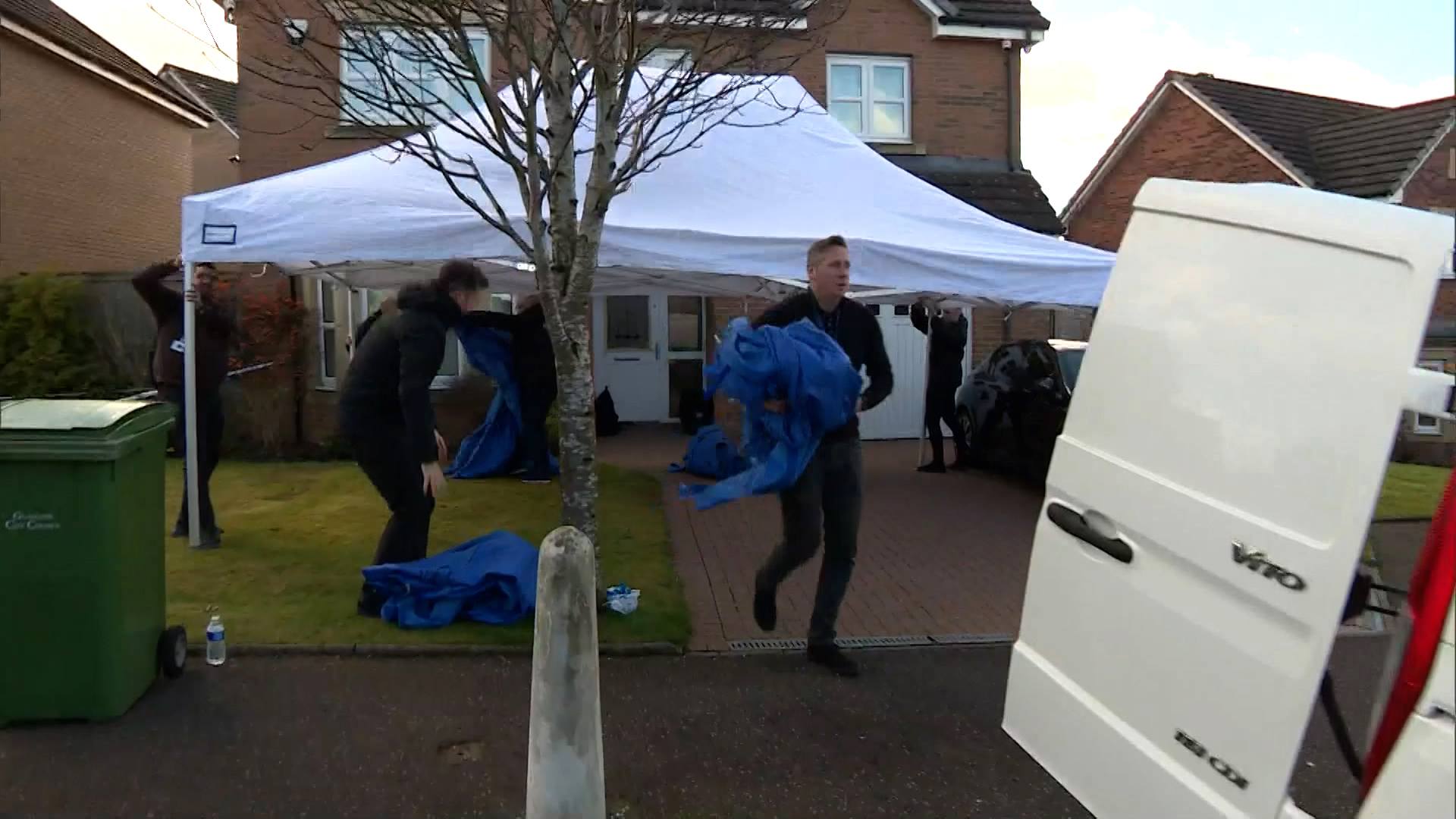 Police erected large tents outside Peter Murrell and Nicola Sturgeon's home.
