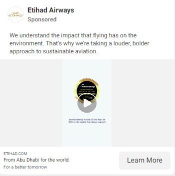 The airline released two Facebook adverts in October 2022