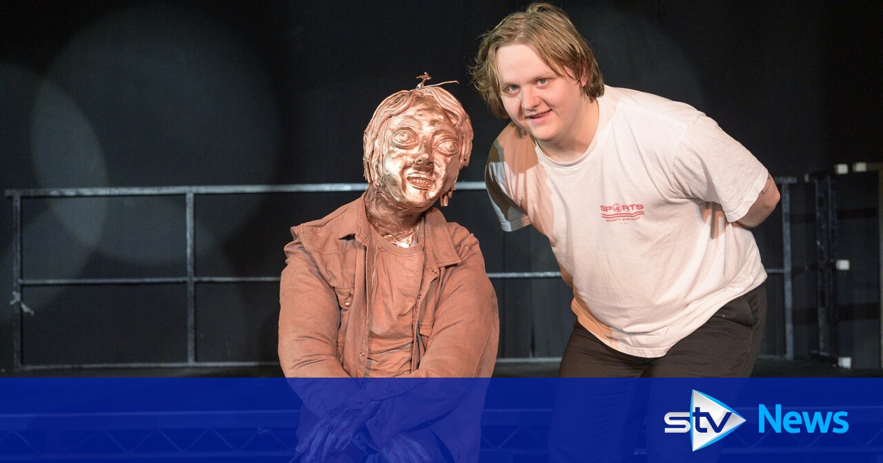 Lewis Capaldi presented with statue by pupils at former school