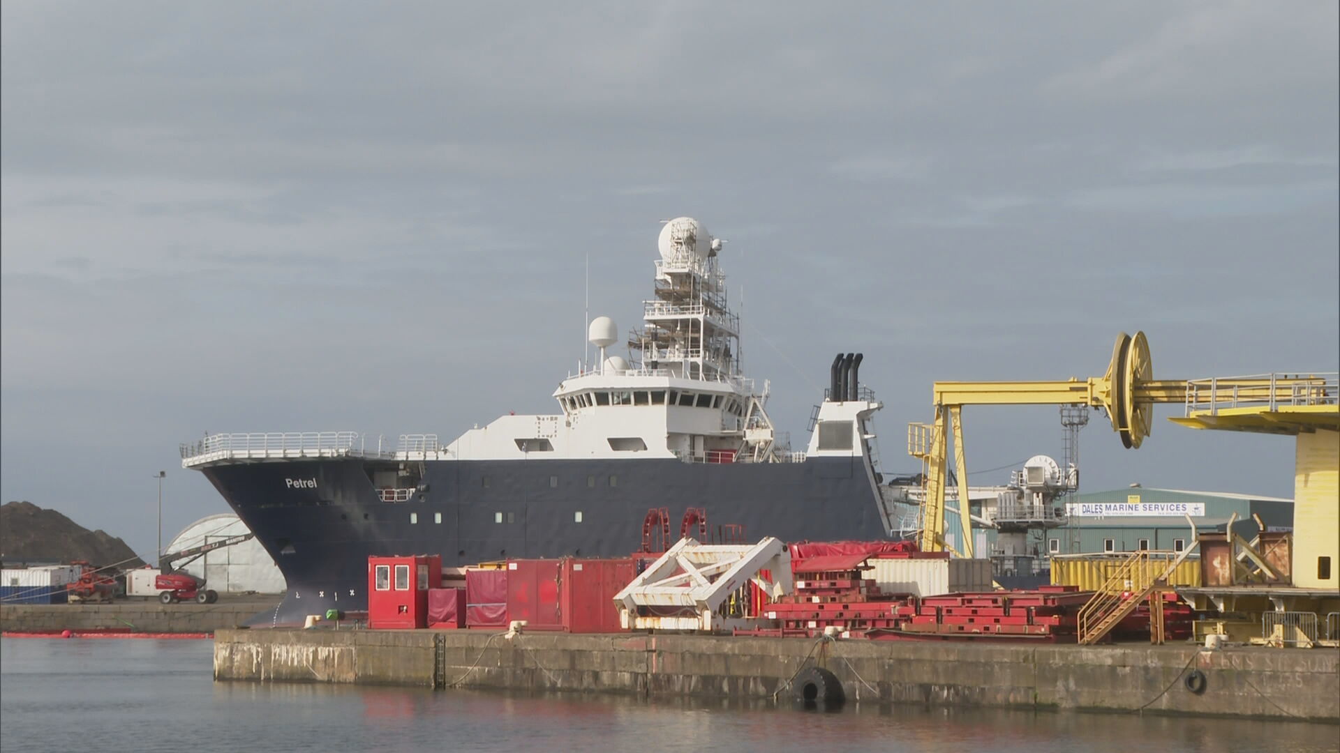 MV Petrel at Leith Dock is now upright