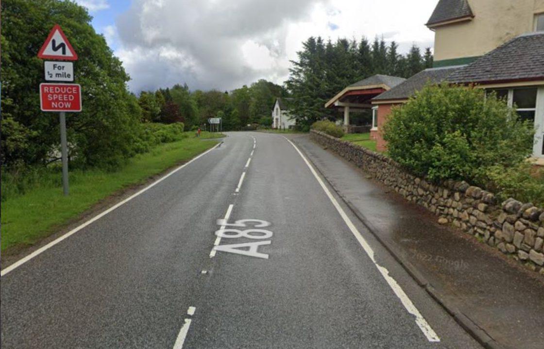 A85 closed near Dalmally in both directions after crash between van and motorcycle