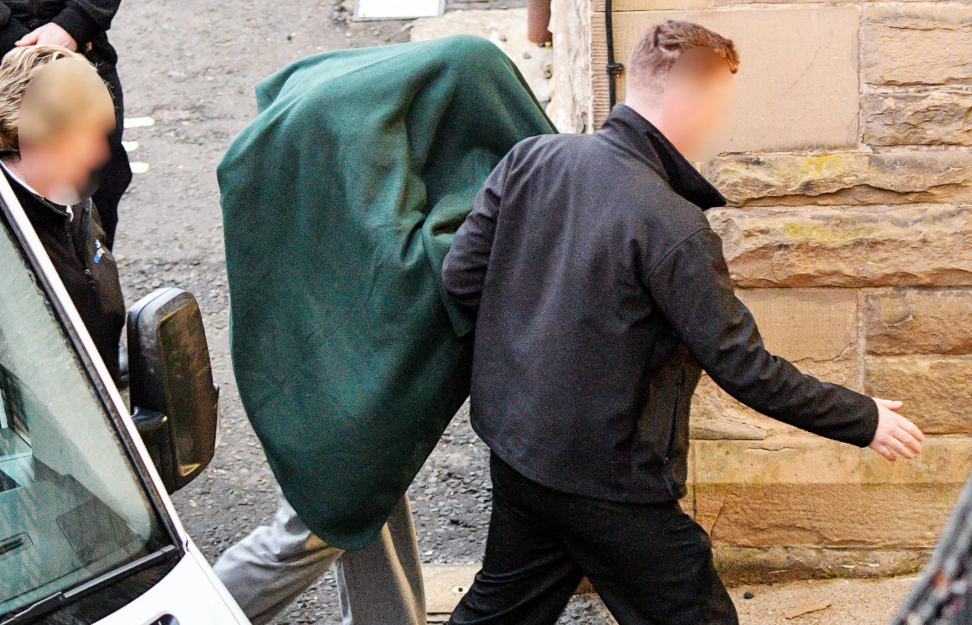 Andrew George Miller arriving at Selkirk Sheriff Court.