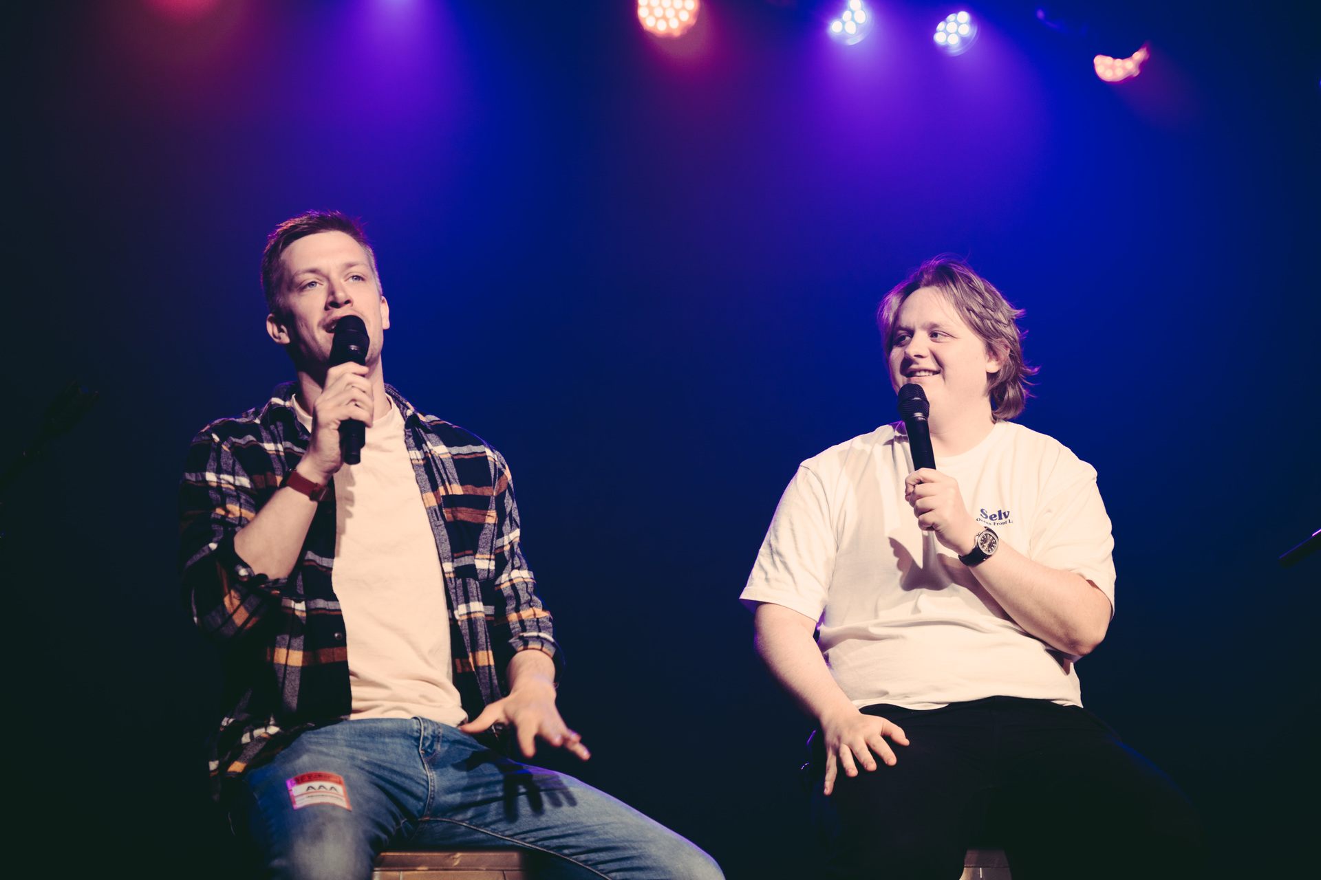 Daniel Sloss (left) asked Capaldi (right) some questions before the music began. 