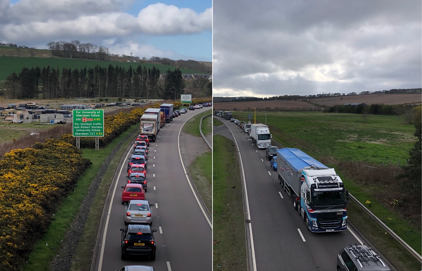Traffic in the area was heavy at the time after the lorry jack-knifed.