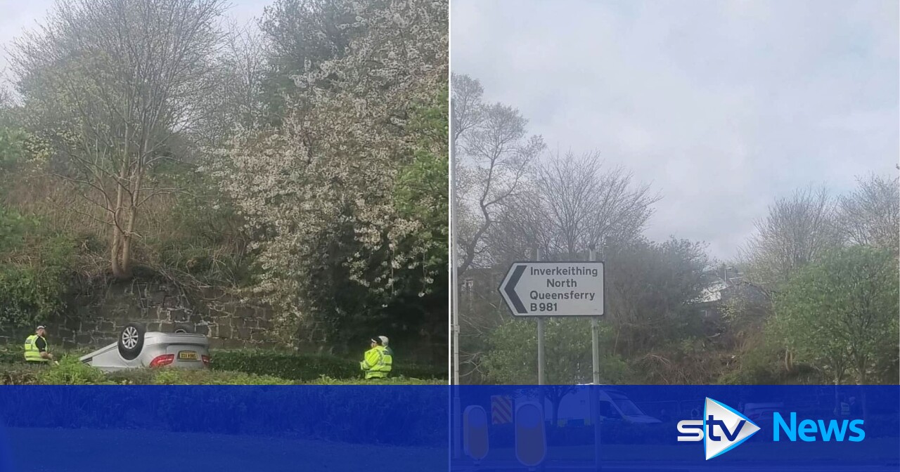 Police called to public footpath after runaway car flips onto roof in Inverkeithing, Fife STV News