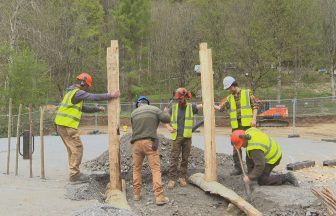 Rebuilding work begins at the Scottish Crannog Centre in Perthshire after it was destroyed by fire